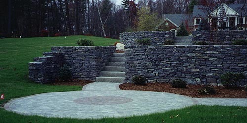 Retaining wall and stairs